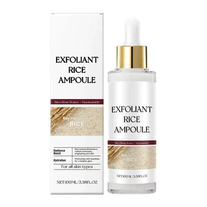 Nomilora Rice Shot exfoliant rice ampoule toner for deep hydration and skin brightening, 100ml bottle with dropper