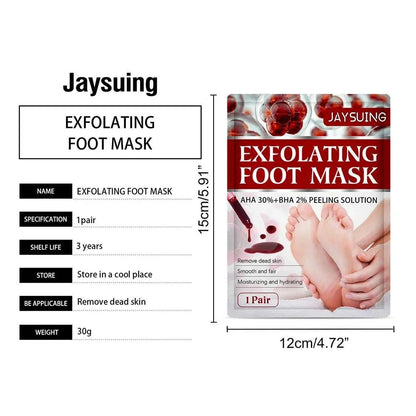 Nomilora Exfoliating Foot Mask - AHA 30%+BHA 2% peeling solution for removing dead skin and foot care.