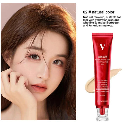 Nomilora FV Foundation natural color moisturizing cream for yellowish skin with rejuvenating properties in red tube
