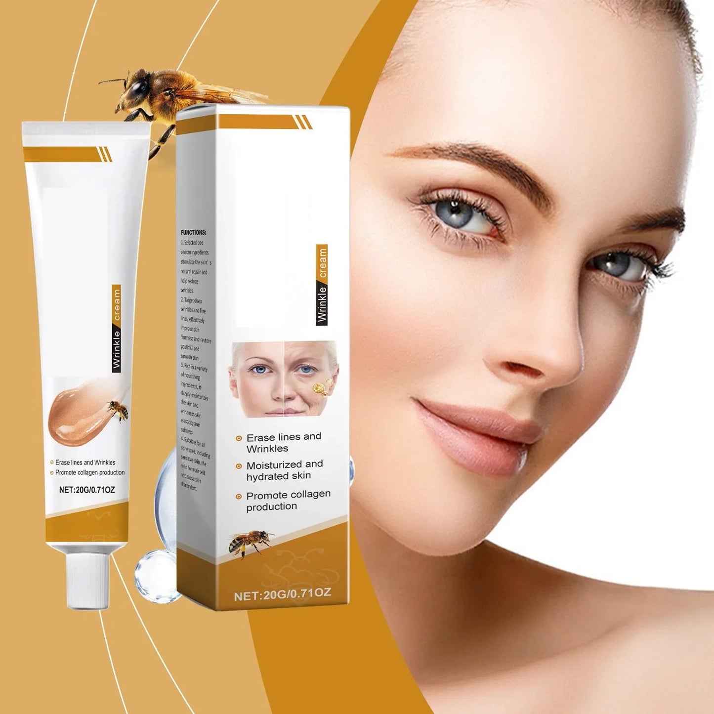 Nomilora Facial Care Cream in a tube with packaging, promoting youthful and hydrated skin.