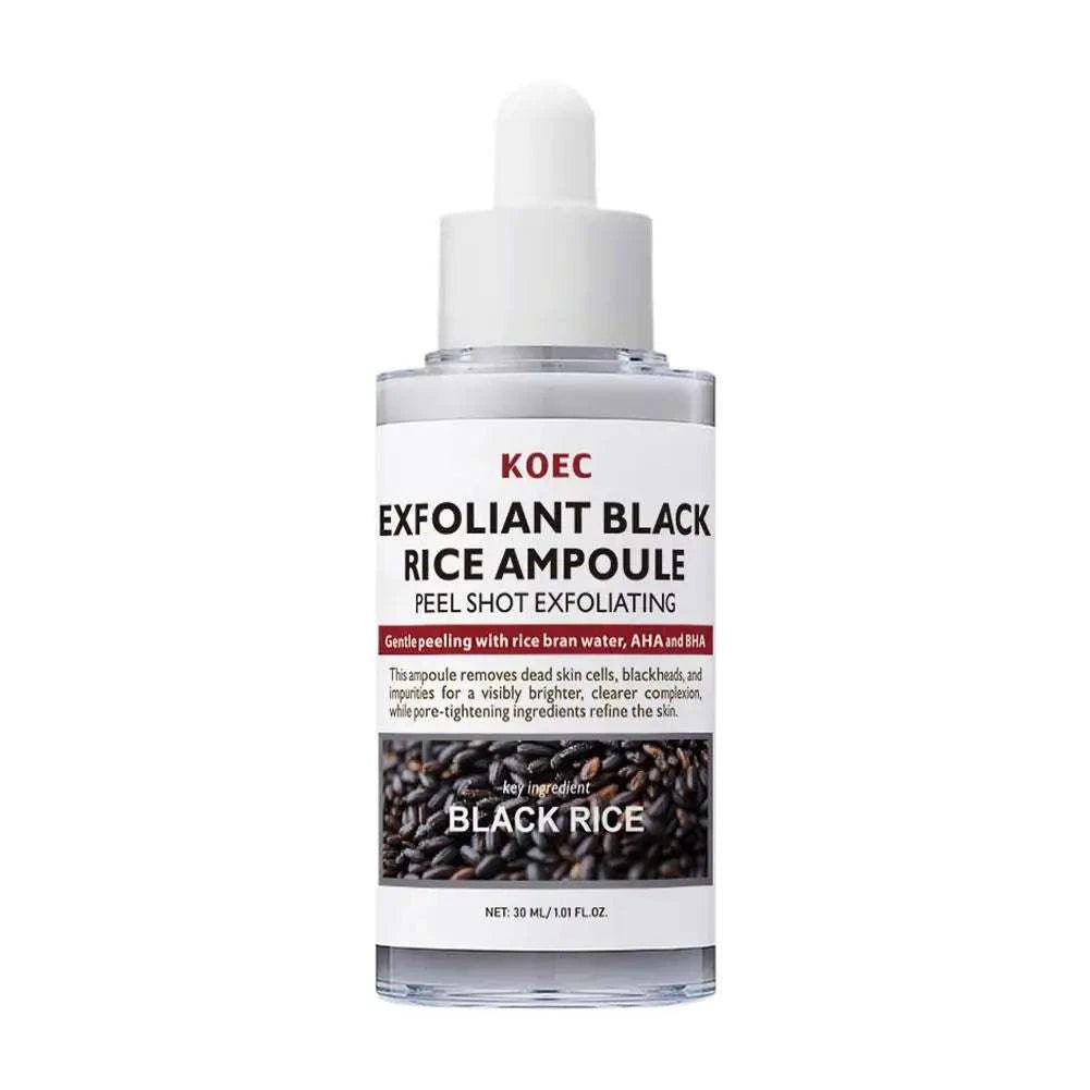 Nomilora Rice Shot™ Exfoliant Black Rice Ampoule toner for deep hydration and gentle exfoliation with black rice extract.