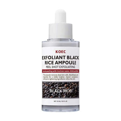 Nomilora Rice Shot™ Exfoliant Black Rice Ampoule toner for deep hydration and gentle exfoliation with black rice extract.