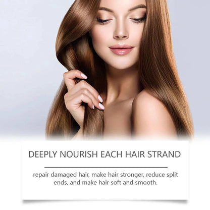 Nomilora Batana Oil Shampoo deeply nourishes each hair strand for softer, smoother hair without split ends.