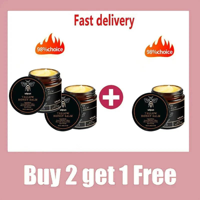 Nomilora Beef Tallow Honey Balm promotional image, buy 2 get 1 free with fast delivery and high customer choice.